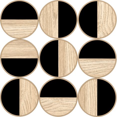 HOMCOM cuadro decorativo de pared geométrico, adorno moderno 3D de 60x60 cm con espejo de plástico, marco metálico, negro y madera natural