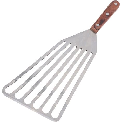 Spatola per pesce in acciaio inox per cucinare con manico in legno, girarrosto multifunzionale per barbecue L. (1/5)