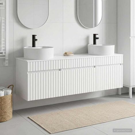 vidaXL Bathroom Cabinet Set 3 pcs High Gloss White 49 x 44.5 x 65 cm (1/5)