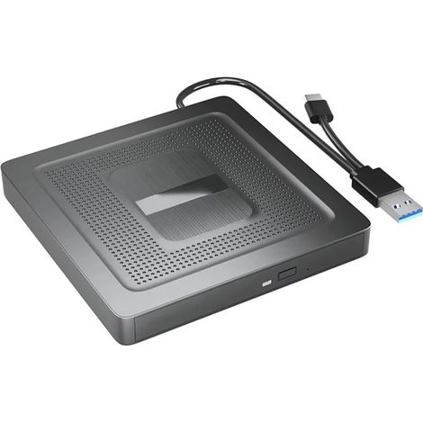 Lecteur CD/DVD externe 2 en 1, interface USB 3.0 Type-C, graveur/lecteur CD-RW/DVD-ROM, compatible avec les systèmes Windows, Mac et Linux. (1/5)