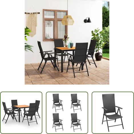 vidaXL Terrassenset - 5-tlg. Garten-Essgruppe Schwarz und Braun (1/5)