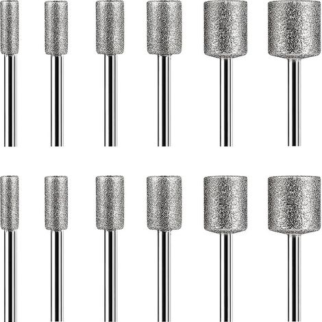 Kit de sculpture sur pierre, 12 fraises diamantées pour outils en pierre, verre et céramique (4 mm, 5 mm, 6 mm, 8 mm, 10 mm, 12 mm) (1/5)