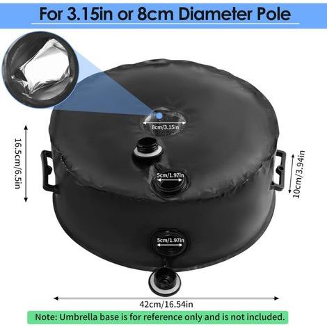 Sac de support de parasol 1 pièce, peut contenir 23 kg d'eau, sac de poids de parasol offset en polyester 1200D pour support offset de 8 cm de diamètre (1/4)