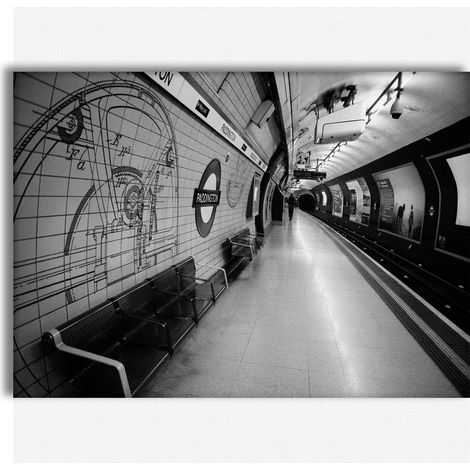 LONDON Subway Paddington - Tableau Canvas sur châssis en bois - Dimension : 140x100 cm (1/5)