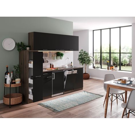 Cuisine Kitchenette Chêne York Noir Oliver 225 cm Respekta