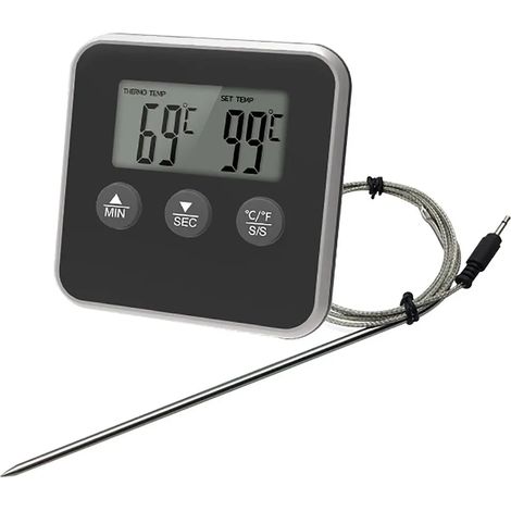 Thermomètre de cuisine numérique pour viandes et aliments, avec sonde, minuterie et alarme, écran LCD.-AquaForge (1/5)