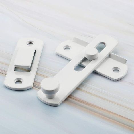 Verrou Porte Interieure Loquet Porte Exterieur, Fermeture Loquet à Bascule Serrure Verrou Portail en Acier Inoxydable pour Fenêtre, Placard et Jardin, Blanc, 2,5MM Épaisseur, EMS9500-W (1/5)