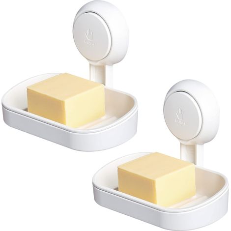 Porte-Savon Ventouse Sans Perçage - Support Éponge 360° Charge 3kg - Installation Instantanée - 2 Pack pour Salle de Bain (1/5)
