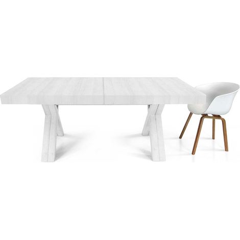 Tavolo rettangolare allungabile con gambe incrociate ad X Bianco Consumato Dimensione Tavoli: 180x100 + 6 allunghe da 50 cm (1/2)