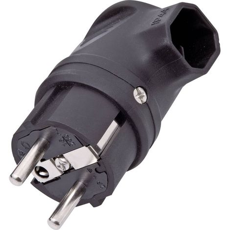 interBär 9004-004.01 Fiche coudée à contact de protection caoutchouc 230 V noir IP44 A966821