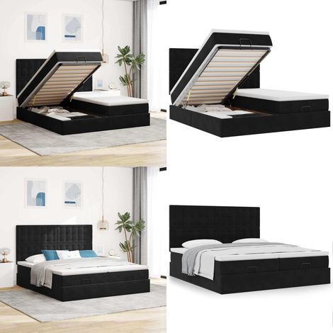 vidaXL Ottoman-Bett mit Matratzen Schwarz 180x200 cm Samt (1/5)
