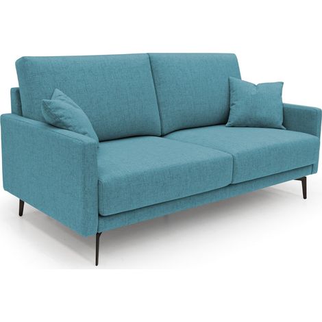 Saturno Sofá moderno en tela suave e impermeable 140 cm Azul Claro