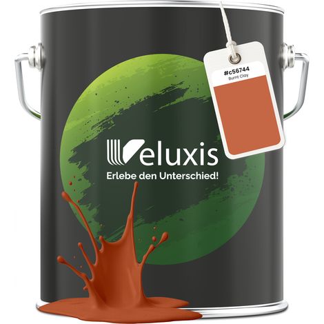 Wandfarbe Orange Rot Braun Matt Innenfarbe – Deckkraft Klasse 1, VOC-frei, Ohne Grundierung, Tropfarm – Wohnzimmer & Schlafzimmer – 5L – Veluxis (Burnt Clay)