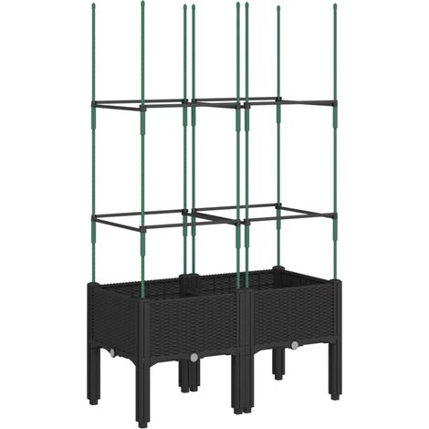 Maison Exclusive - Pflanzkübel mit Rankgitter Schwarz 80x40x142,5
