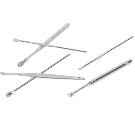 6 pièces / lot Curettes à Cire d'Oreille en Acier Inoxydable, Outil de Nettoyage avec Boîte