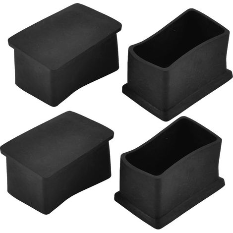 sourcing map 4pcs Embout Pied de Chasie Meuble Embout Tube Jambe Patins Capuchon Protection en Caoutchouc Noir Carré 50mm x 30mm (1/4)