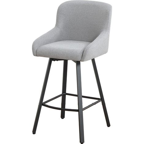Barhocker 360° drehbar mit Rückenlehne, 66,5 cm, hellgrau Stoff (1/5)