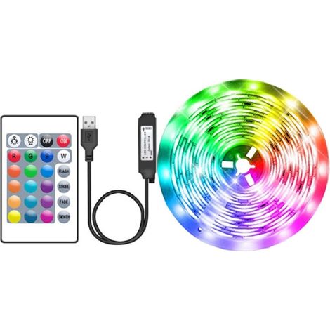 LED-Lichtleiste mit Neon-Effekt, 24-Tasten-Fernbedienung, geeignet für Schlafzimmerdekoration, TV-Hintergrundbeleuchtung, 5 m (1/5)