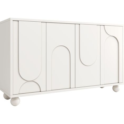 ELVMI Madia con 2 Ante e Ripiano Regolabile, per Sala da Pranzo o Soggiorno in MDF, 120 × 35 × 71 cm, Bianco (1/5)