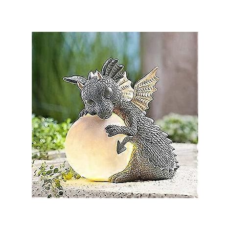 Meditationsdrachen-Gartenstatue – Handgefertigte Harzstatue – Dekorative Statue für Garten und Hof