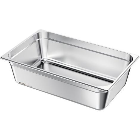 Recipiente Gastronorm para Hotel, Tamaño Completo, 1 ud, 20,5 L, Reutilizable, Inoxidable, Bandeja para Empanizar, para Fiestas, Restaurantes, Hoteles y Bufés, 530 x 327 x 146 mm, Plata (1/5)