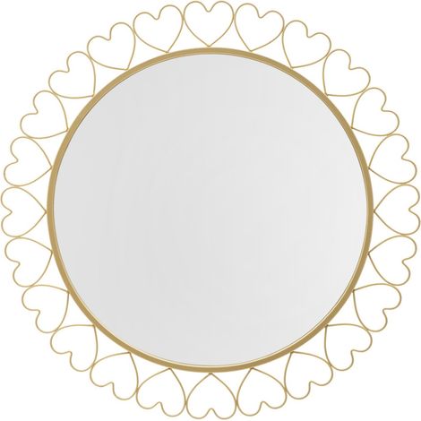 Specchio da parete Hearts con cornice dorata a cuori