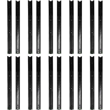 Glissières de tiroir d'extension à 3 sections, 10 paires, 22 pouces, grand Rail de guidage à roulement pour le bureau et la maison (1/4)