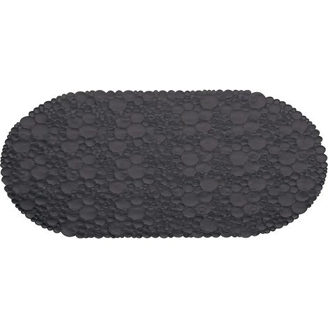 Tappetino doccia antiscivolo nero in gomma ovale con ventose (1/3)