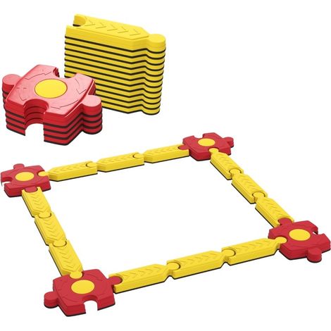 Parcours d'équilibre pour enfants en plastique, 12 barres flexibles et 4 connecteurs, jaune et rouge (1/5)