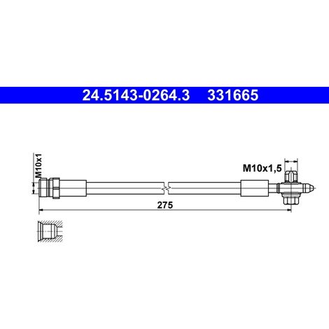 Flexible de frein ATE 24.5143-0264.3 SEAT 5Q0 611 775 E 5Q0 611 775 L