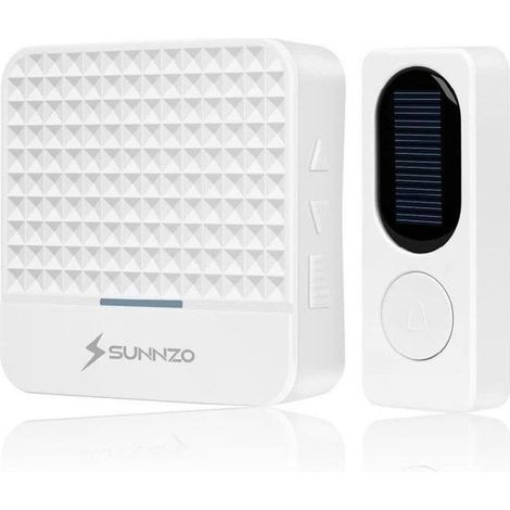 Sonnette sans fil solaire avec LED veilleuse et 52 mélodies, 4 niveaux de volume (1/4)