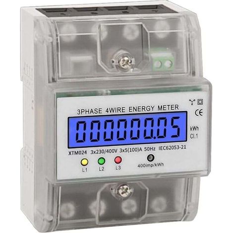 Electricity Meter, 5-100 A Display, Smart Electricity Meter, Three-Phase Electricity Sub-Meter with Digital LCD
