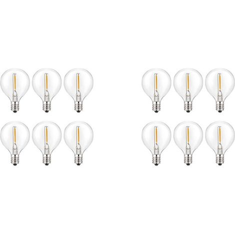 12er-Pack G40 LED-Ersatzlampen, bruchsichere LED-Kugellampen mit E12-Schraubsockel für Solar-Lichterketten, warmweiß