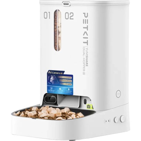 PETKIT Yumshare Dual-Hopper 2 com câmara e microfone Áudio Bidirecional - Comedouro inteligente para animais de estimação