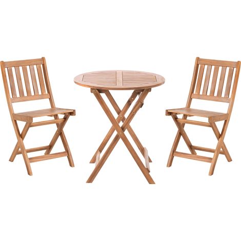 Conjunto de balcón de madera de acacia certificada patio exterior plegable marrón Febbio