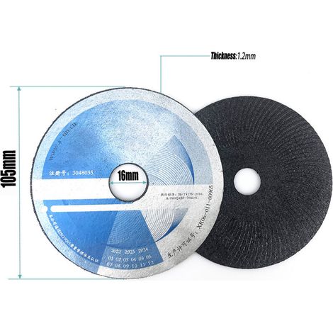 Disque abrasif pour le travail des métaux, meuleuse d'angle, disque à meuler pour acier inoxydable, disque de polissage, diamètre extérieur 105 mm, diamètre intérieur 16 mm (1/4)