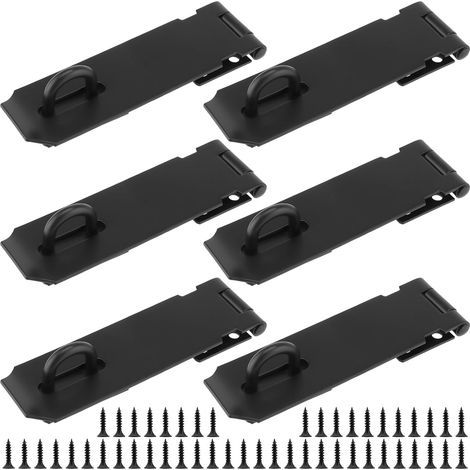 Lot de 6 loquets et agrafes noirs de 12,7 cm en acier inoxydable robuste avec vis pour abri de jardin, garage, fenêtre, armoire (1/5)