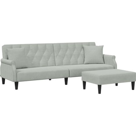 Maison Exclusive - Divano Letto 2Posti Cuscini e Poggiapiedi Grigio Chiaro Velluto