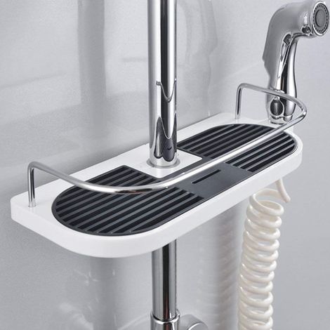 Mensola telescopica per doccia, asta doccia regolabile in lega di alluminio con 2 ganci portasciugamani, installazione senza foratura, organizer per il bagno, 19-25 mm