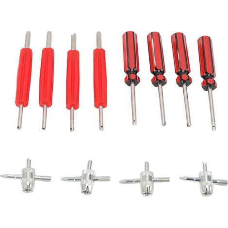 Herramienta para desmontar e instalar válvulas de neumáticos, llave universal de cabeza simple y doble para coche, camión, motocicleta y bicicleta, 12 piezas. (1/5)