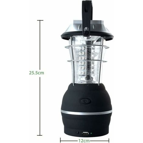 Wiederaufladbare Solar-Campinglampe, LED-Solar-Campinglampe mit Handkurbel und 3 Stromkabeln, Dynamo-Handkurbellampe für Camping, Wandern, Rettungseinsätze, Angeln, Höhlen (1/5)