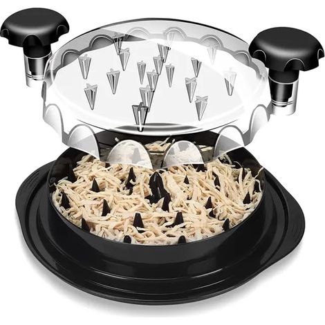 Picadora universal de filetes de pollo con cepillo y tenedor, picadora de carne visible, modelo estándar, negra