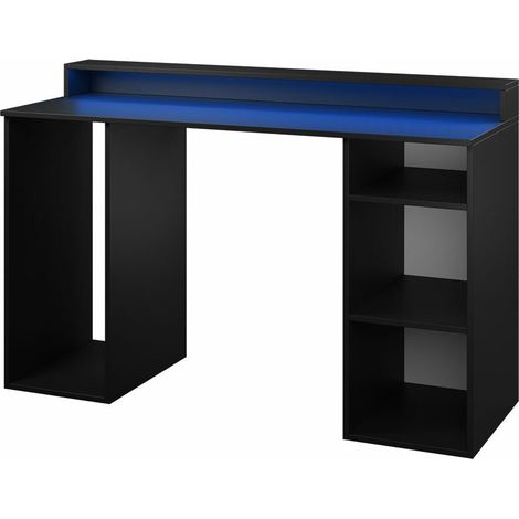 Escritorio gaming Hartford 323, Negro, Número de puertas: 0, Número de cajones: 0, 78x138x48cm, LED