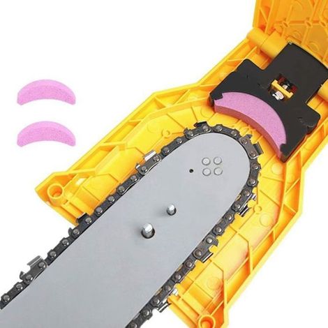 Affûteur tronçonneuse jaune – 3 pierres affûtage – Pour guides 14-20 pouces – Chaîne (1/5)