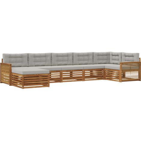 Outdoor-Sofagarnitur 7 stk. Natur und Hellgrau vidaXL