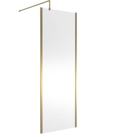 Balterley Wetroom Screen with Support Bar, 760mm, Brushed Brass