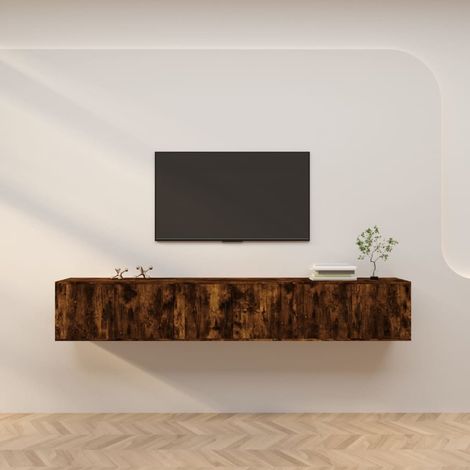 3 pcs Meubles TV muraux, Banc TV, Meuble TV suspendu, Lowboard chêne fumé 80x34,5x40 cm YHJ49919 (1/5)