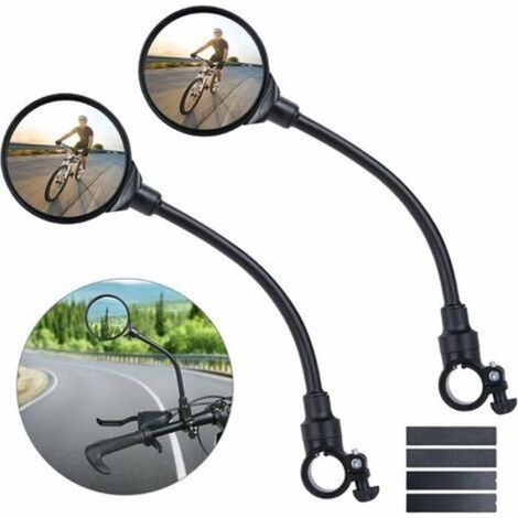 Rétroviseur Vélo - Miroir Convexe 8 cm - Rotation 360° - Compatible Guidon 22 à 30 mm - Lot de 2 (1/4)