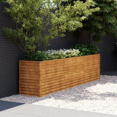 Jardinière Relief Acier Corten 291 X 50 X 69 cm. Aspect Rouille, Très tendance. Jardin, Patio, Balcon (1/5)