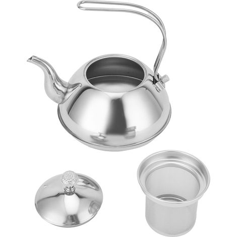 Théière en Acier Inoxydable avec Infuseur intégré, Capacité 2L, Double Épaisseur et Sans Magnétisme - Idéale pour Maison et Bureau (Théière, Couvercle et Filtre Inclus) (1/5)